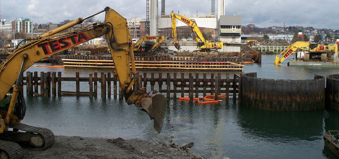 excavator at a construction site